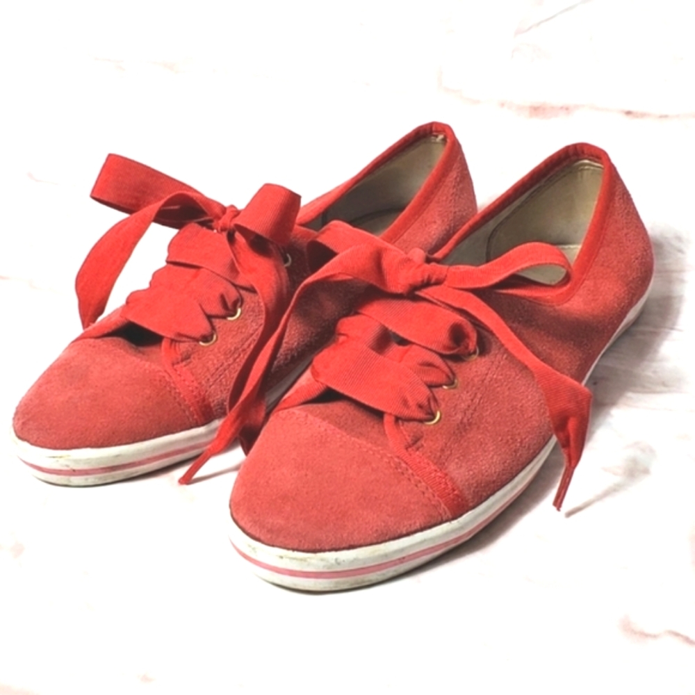 Talbots red suede ribbon laces sneakers shoes 7.5